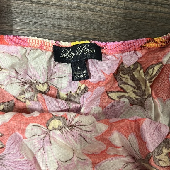 Lily Rose Floral Ruffle Boho Crop Top Junior’s Large - Picture 4 of 5